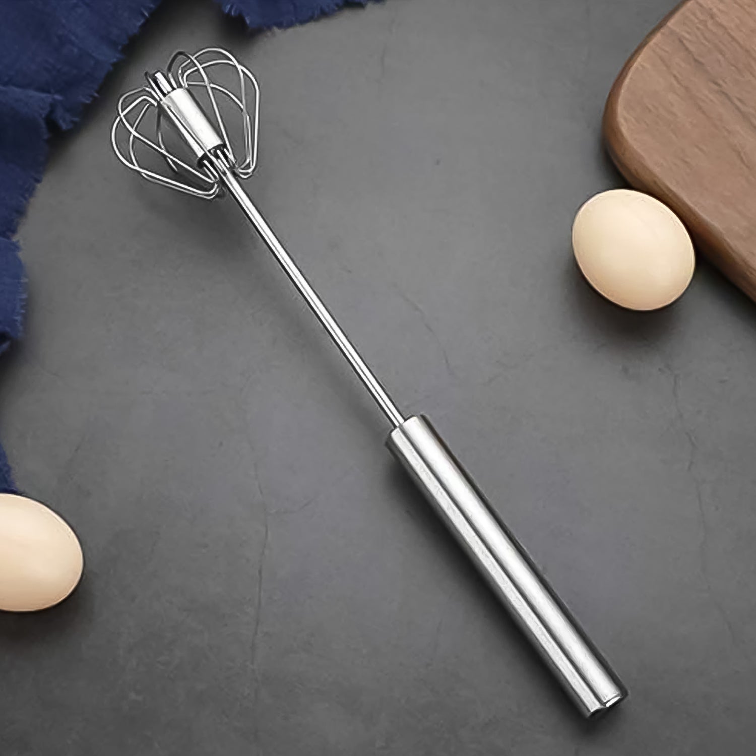 Big Stainless Steel Egg Whisk, Hand Push Rotary Whisk Blender (1 Pc / 35 Cm) Big Stainless Steel Egg Whisk, Hand Push Rotary Whisk Blender (1 Pc / 35 Cm)